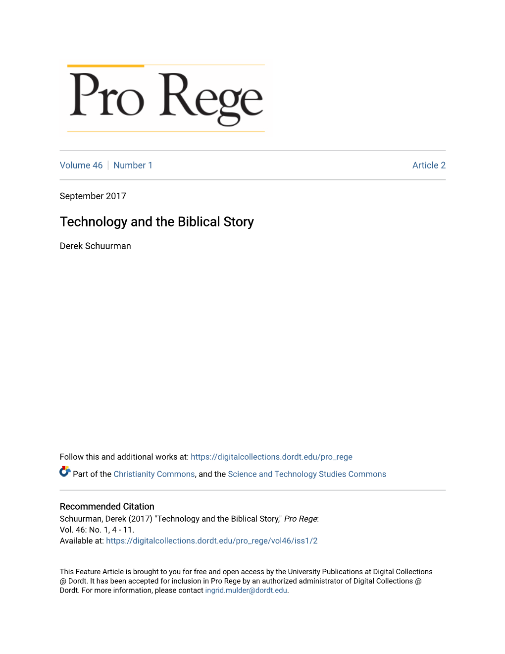 Technology and the Biblical Story