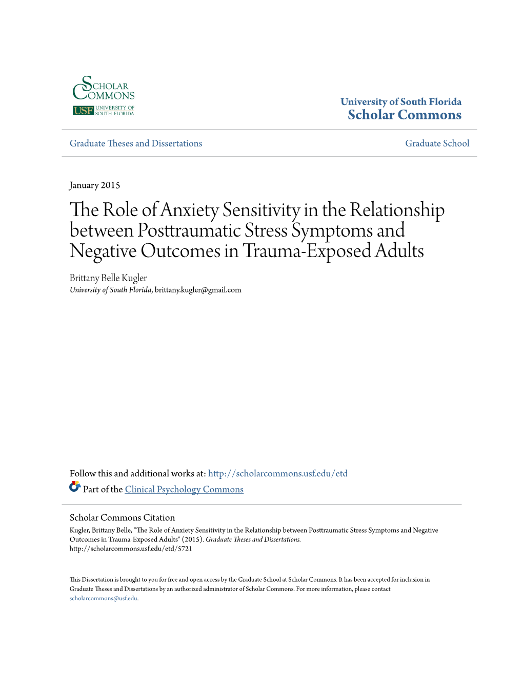 The Role of Anxiety Sensitivity in the Relationship Between