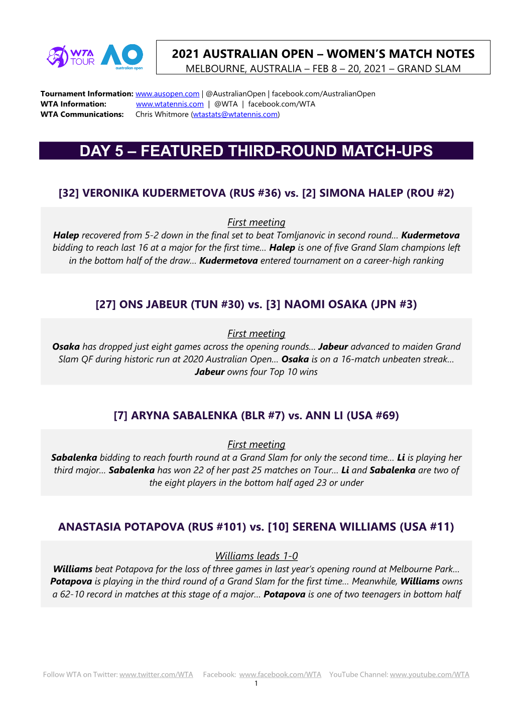 Featured Third-Round Match-Ups