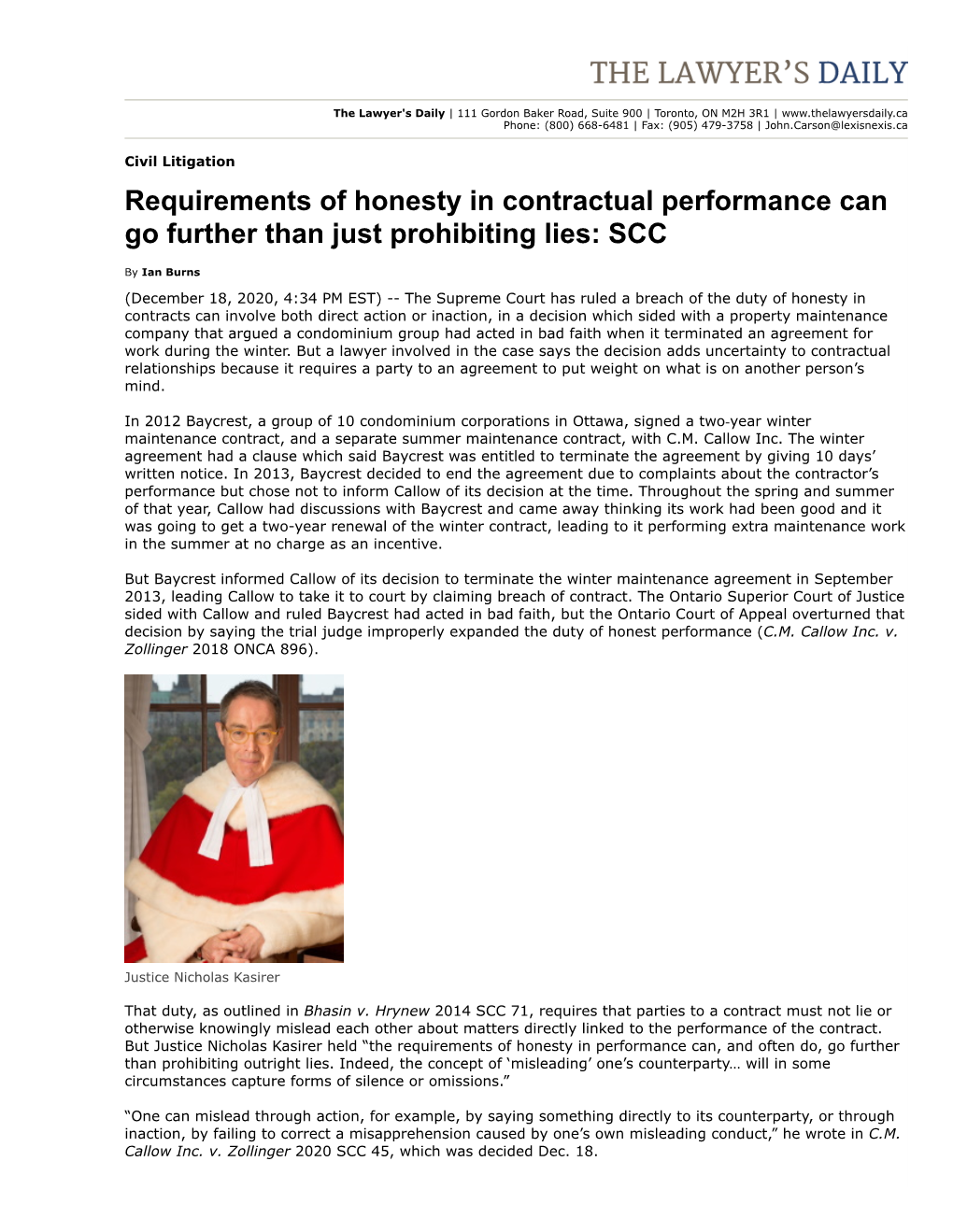 Requirement of Honesty in Contractual Performance