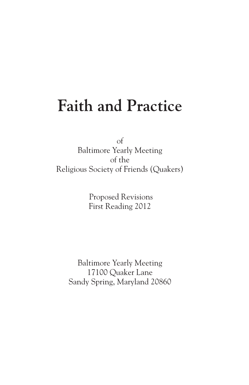 Faith and Practice