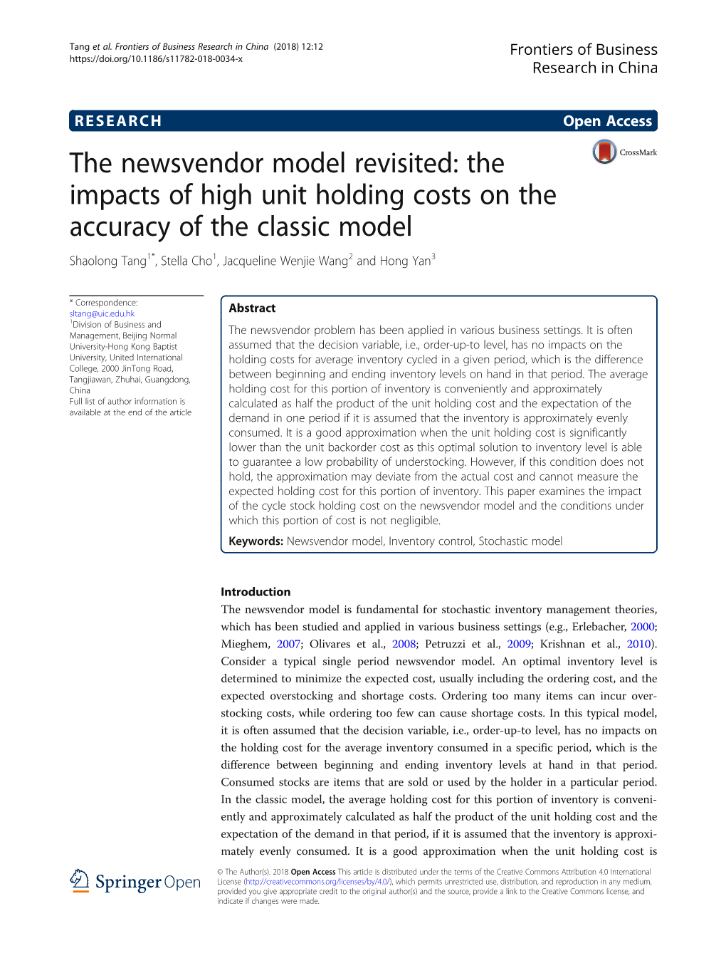 The Newsvendor Model Revisited: the Impacts of High Unit Holding Costs