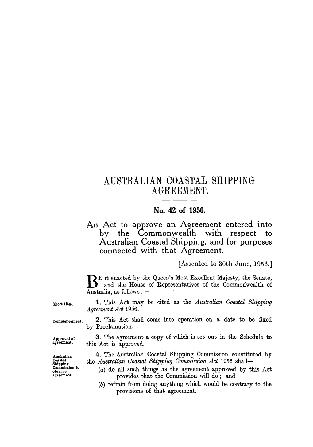 Australian Coastal Shipping Agreement