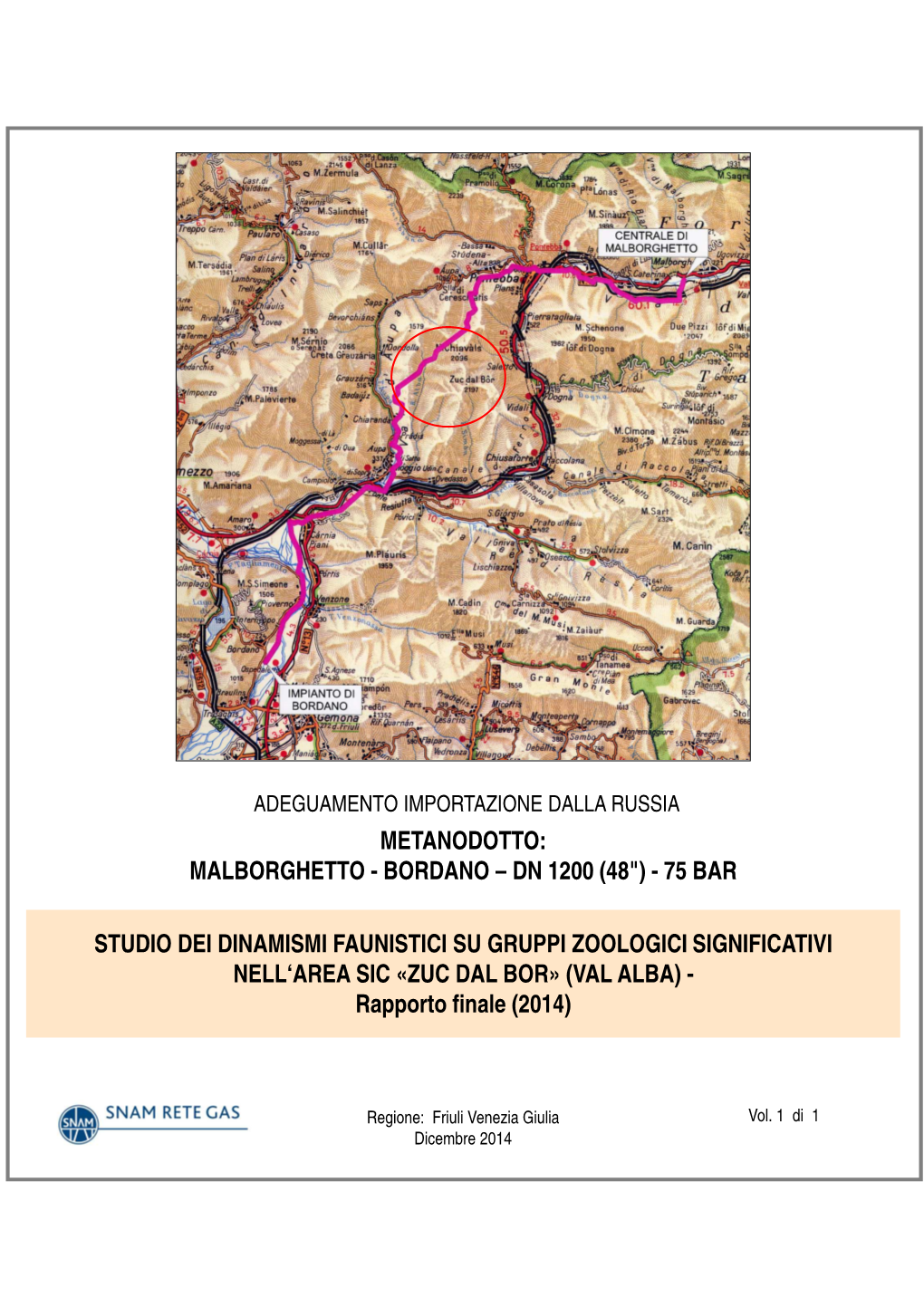 Metanodotto: Malborghetto - Bordano – Dn 1200 (48") - 75 Bar