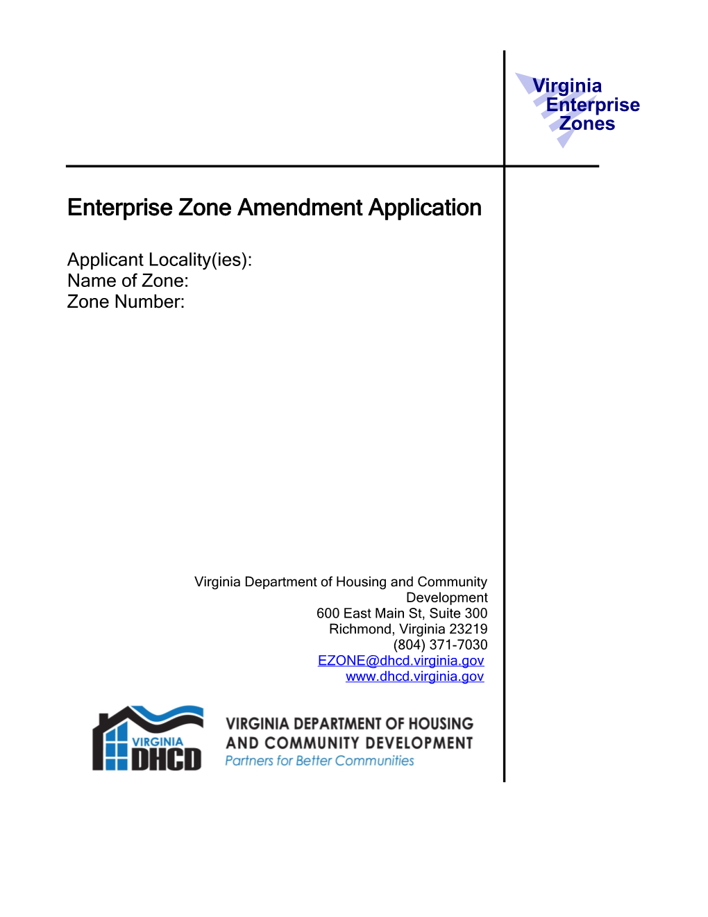Enterprise Zone Amendment Application