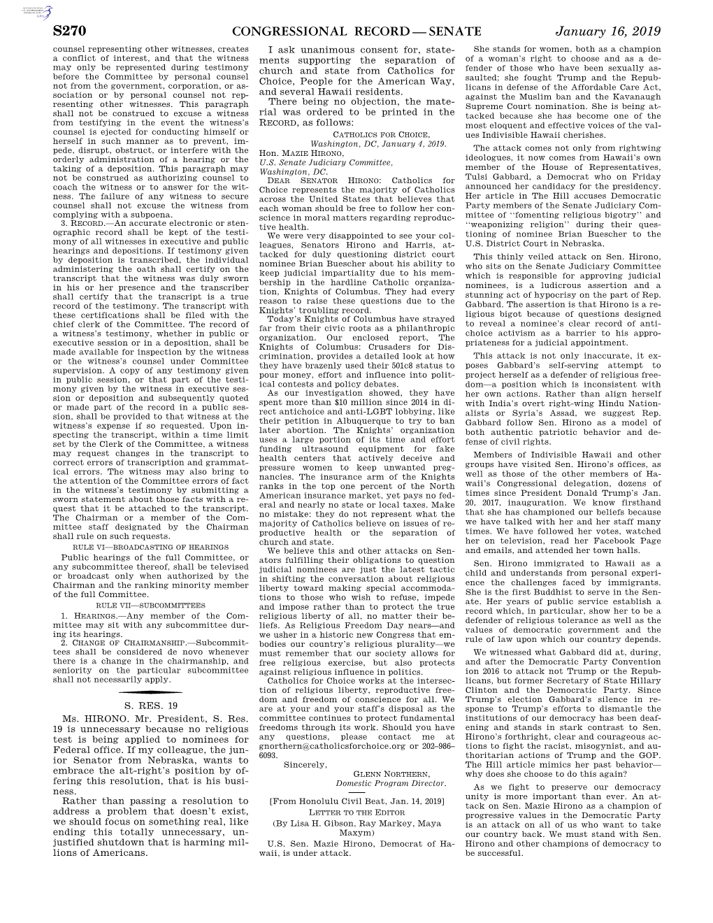 Congressional Record—Senate S270