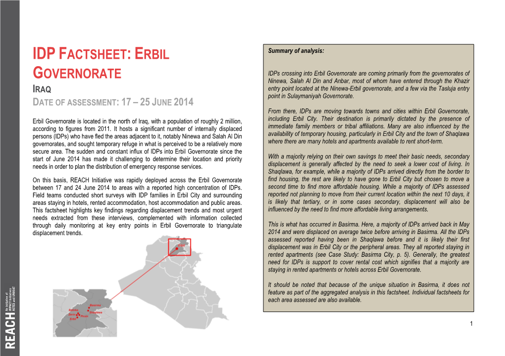 Idpfactsheet:Erbil Governorate