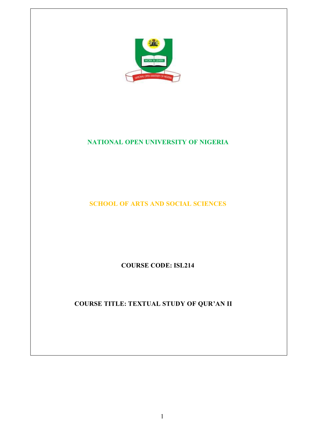 ISL 214 Textual Study of Quran II.Pdf
