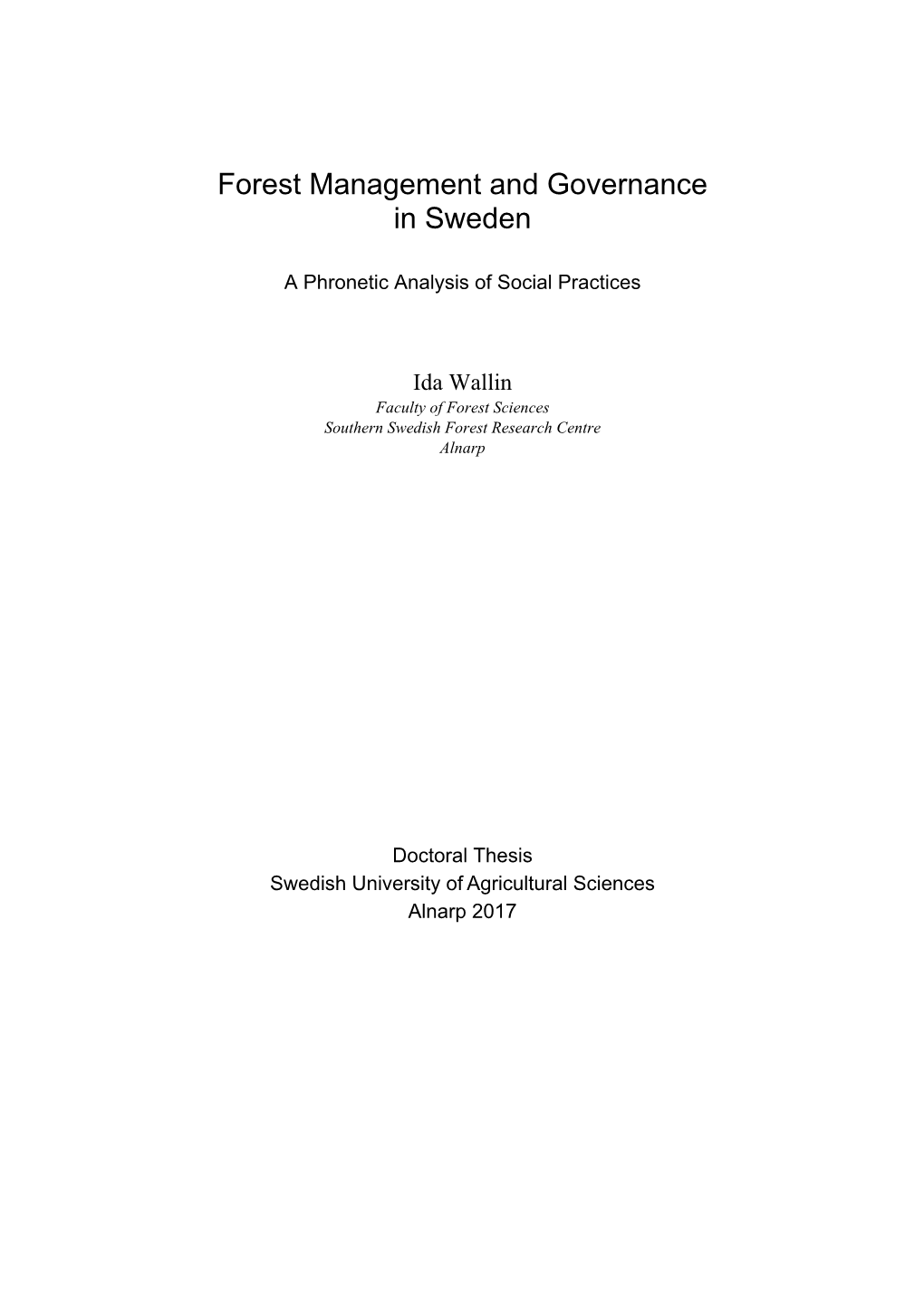 Forest Management and Governance in Sweden