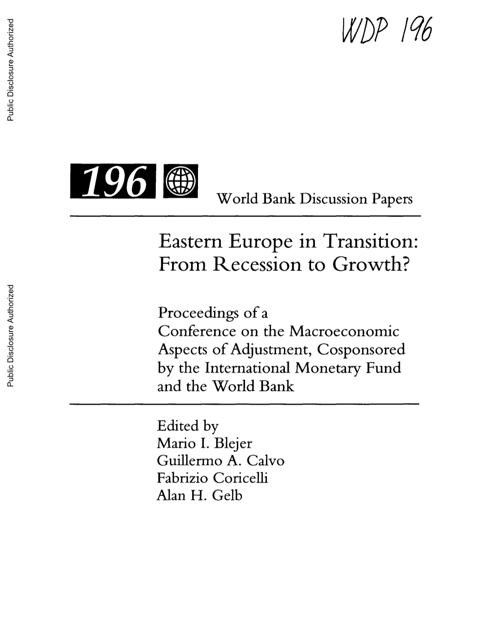 196 ~ 1 World Bank Discussion Papers