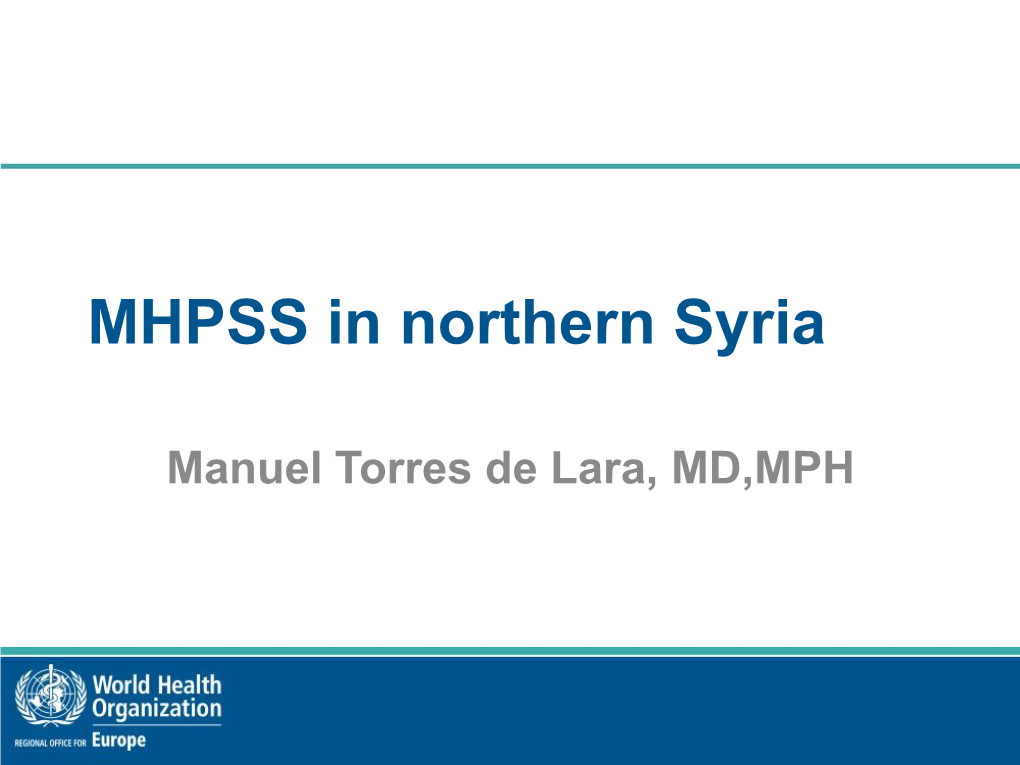 MHPSS in Northern Syria
