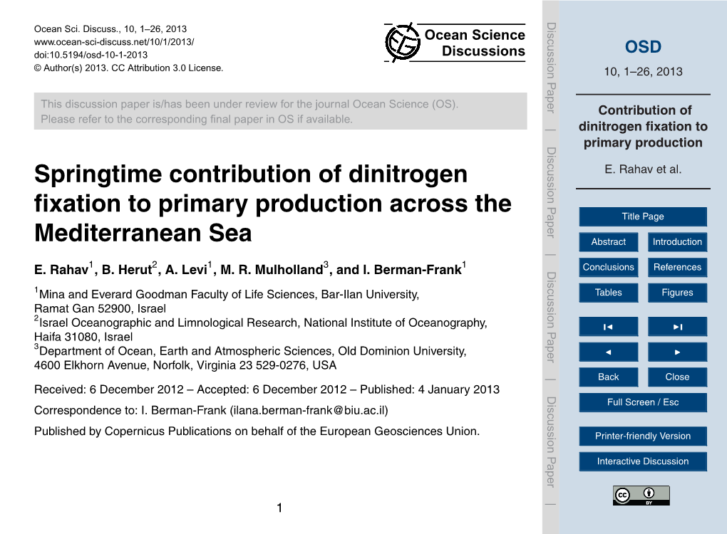 Contribution of Dinitrogen Fixation to Primary Production