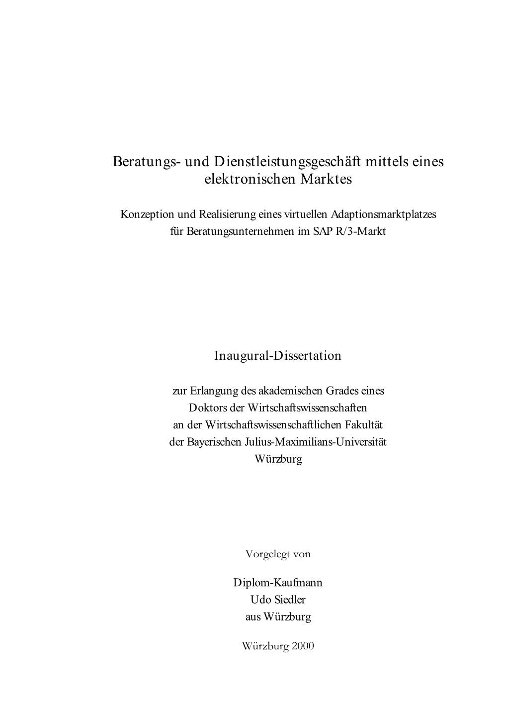 Und Dienstleistungsgeschäft Mittels Eines Elektronischen Marktes