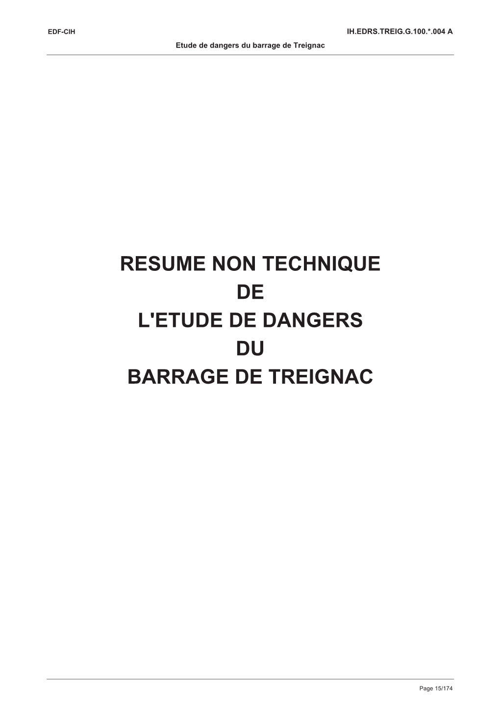 Resume Non Technique De L'etude De Dangers Du Barrage De Treignac