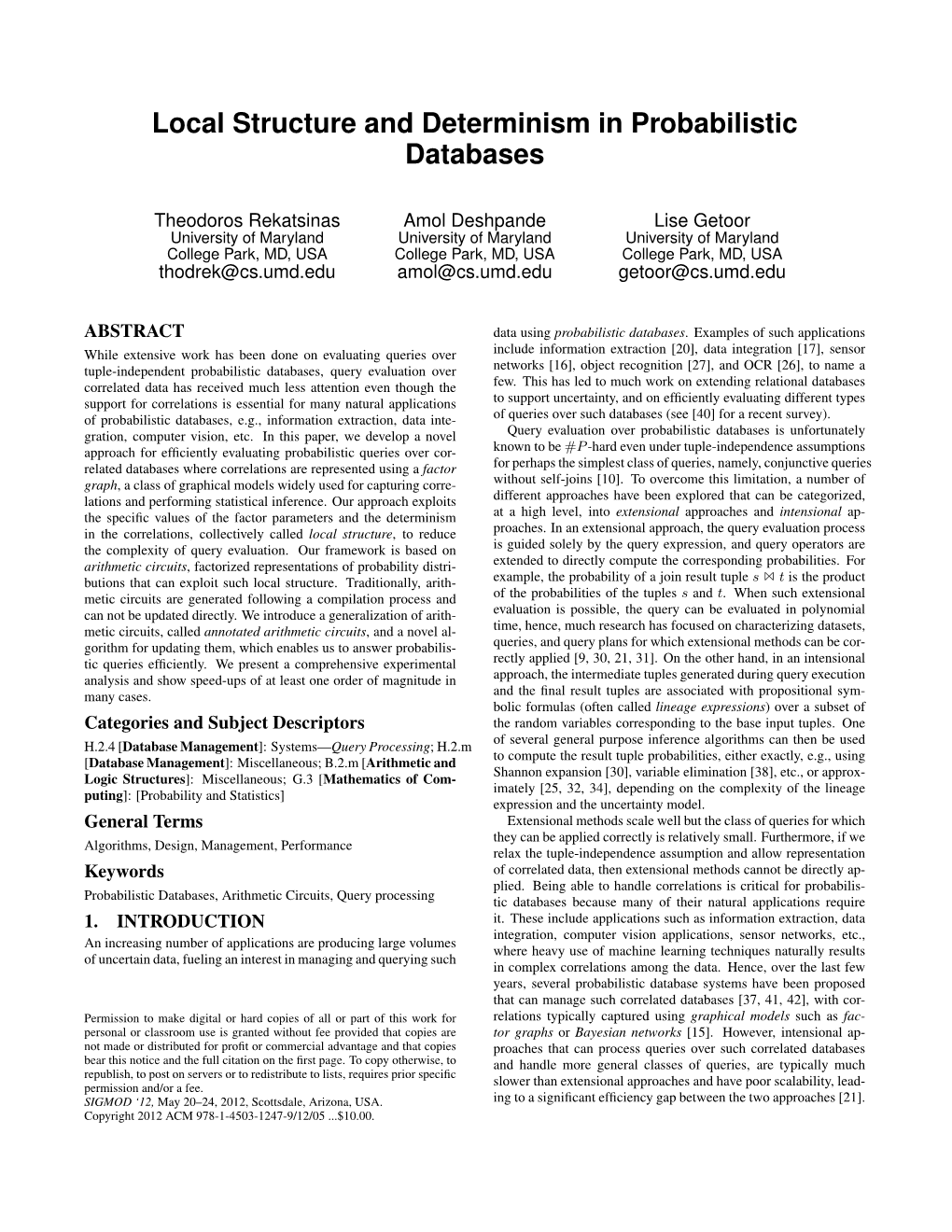 Local Structure and Determinism in Probabilistic Databases