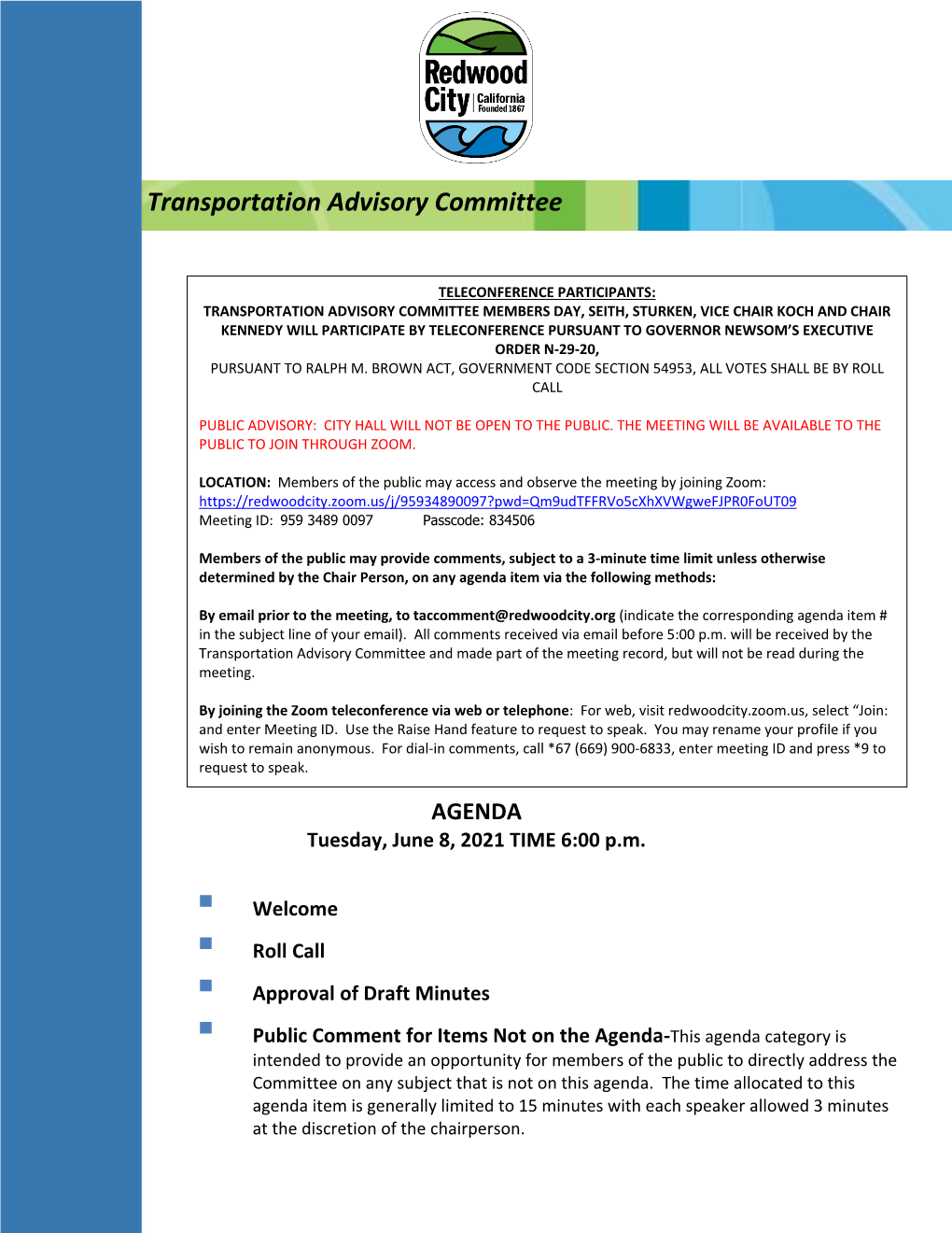 Complete Streets Advisory Committee Agendas