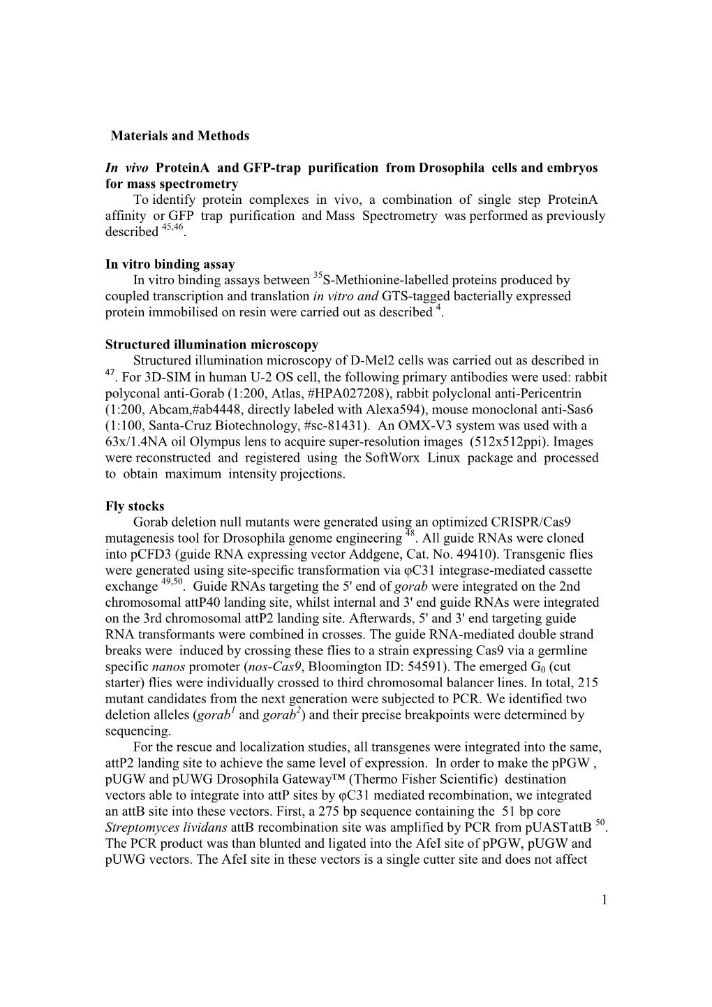 1 Materials and Methods in Vivo Proteina and GFP-Trap Purification