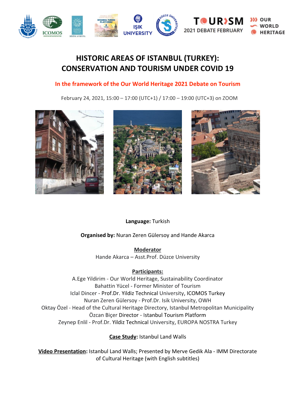 Historic Areas of Istanbul (Turkey): Conservation and Tourism Under Covid 19