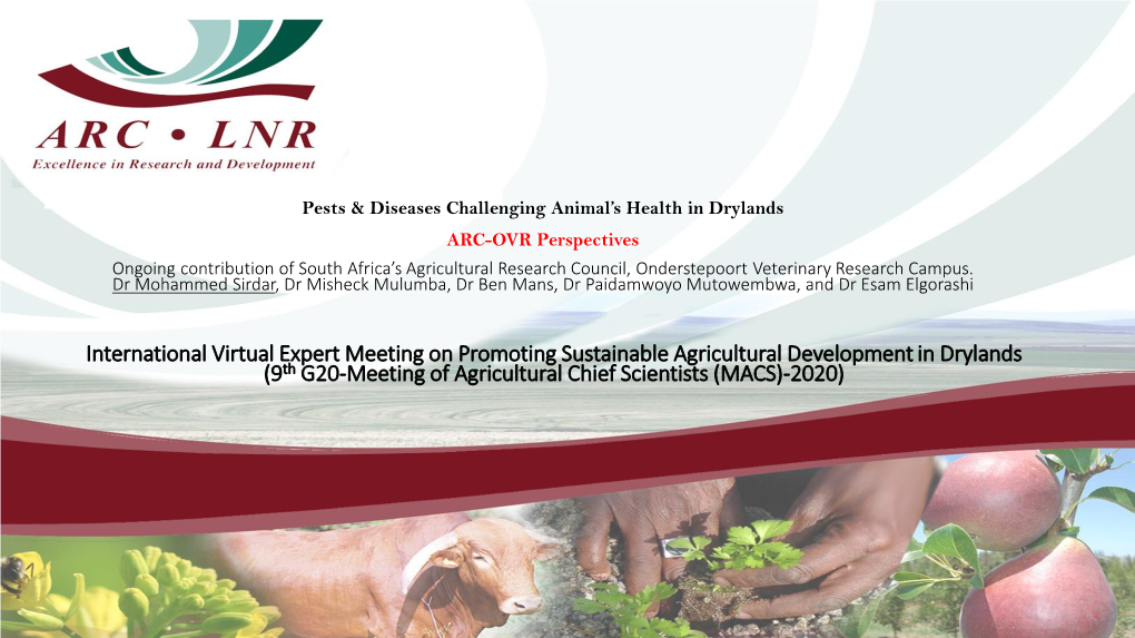 Pests & Diseases Challenging Animal's Health in Drylands