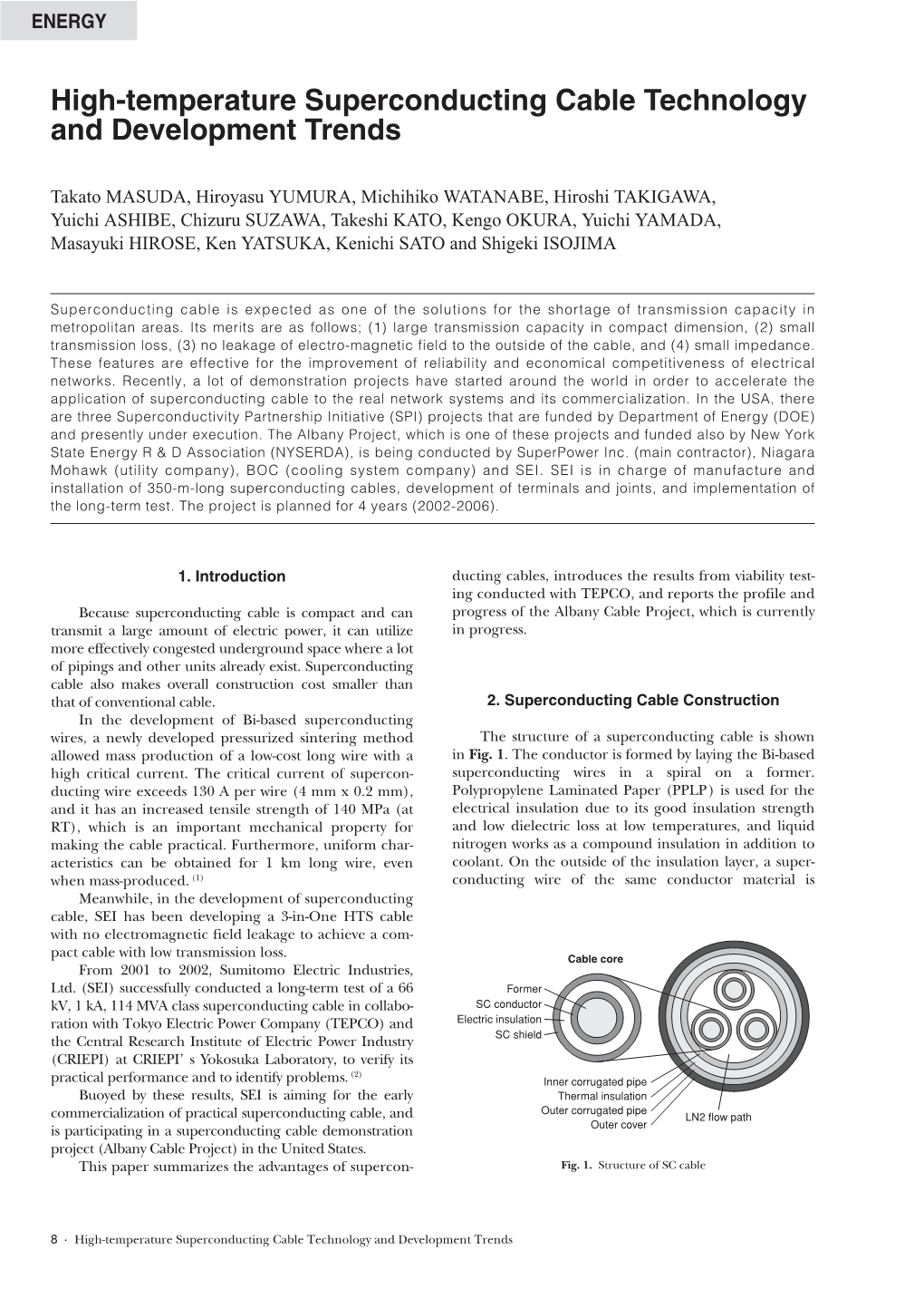 High-Temperature Superconducting Cable Technology and Development Trends