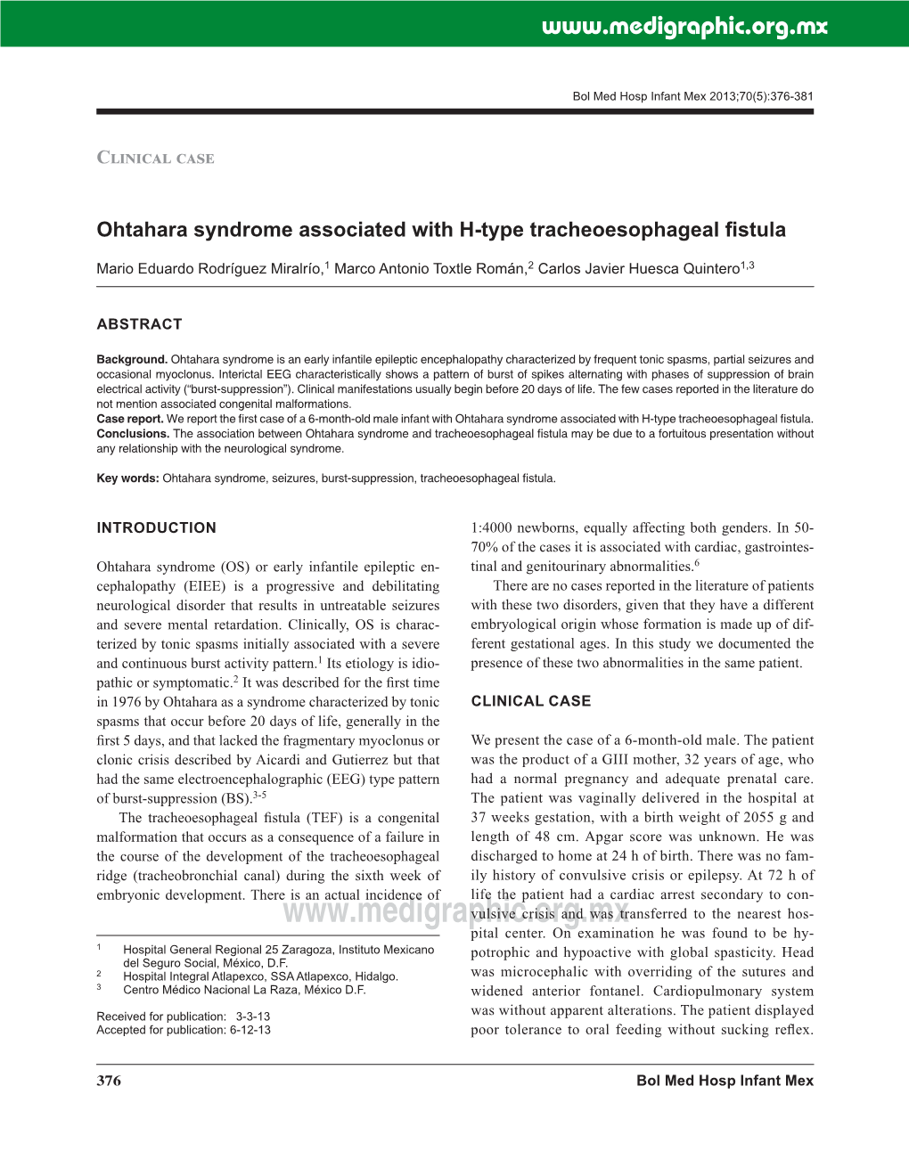 Ohtahara Syndrome Associated with H-Type Tracheoesophageal Fistula