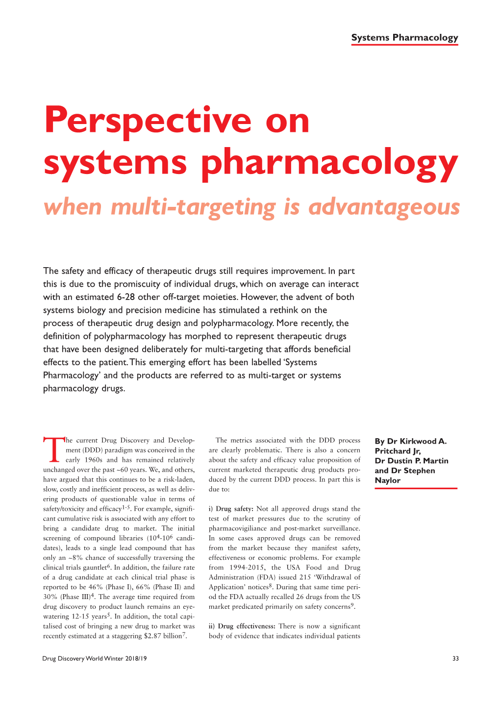 Perspective on Systems Pharmacology