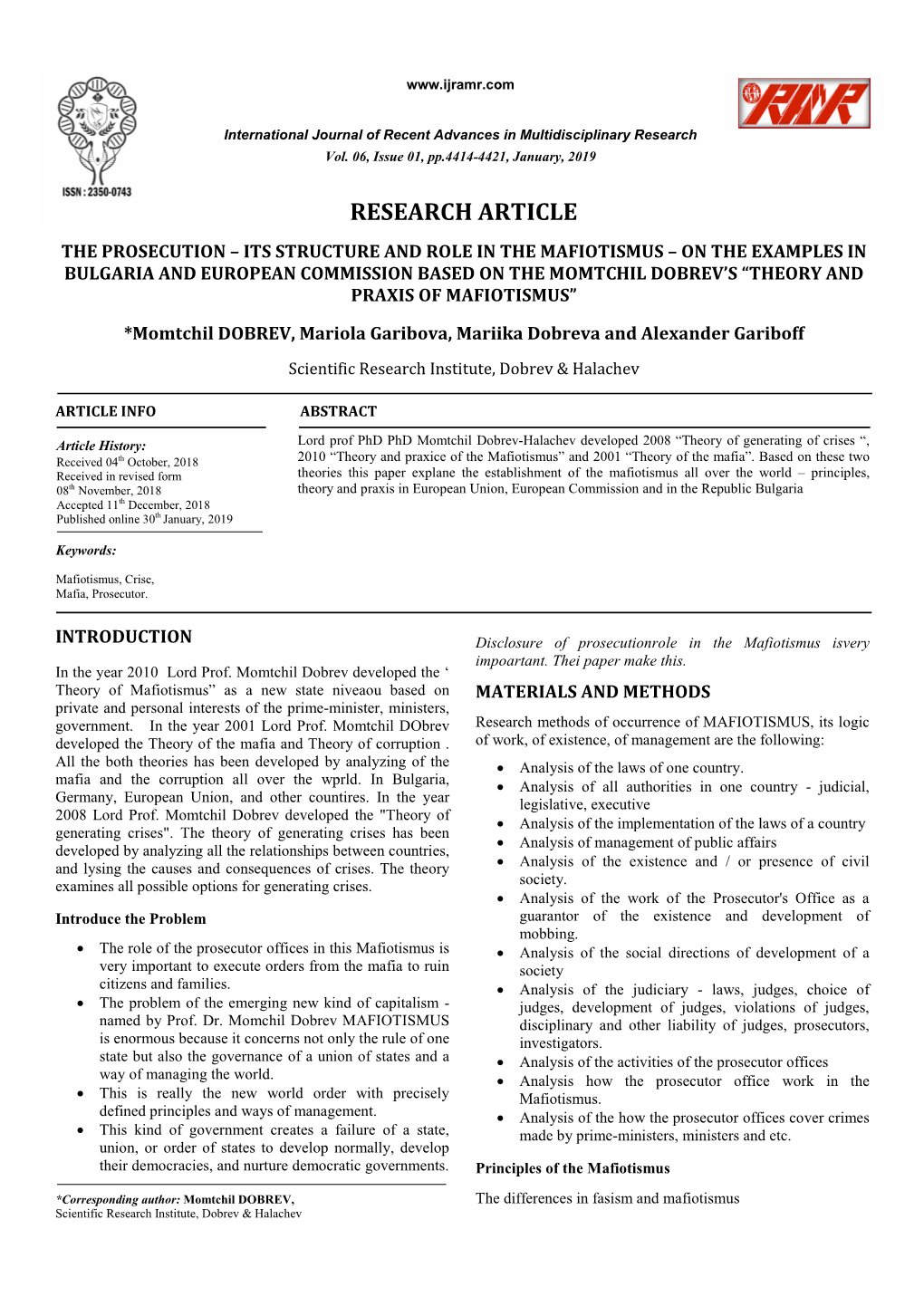 The Prosecution – Its Structure and Role in the Mafiotismus