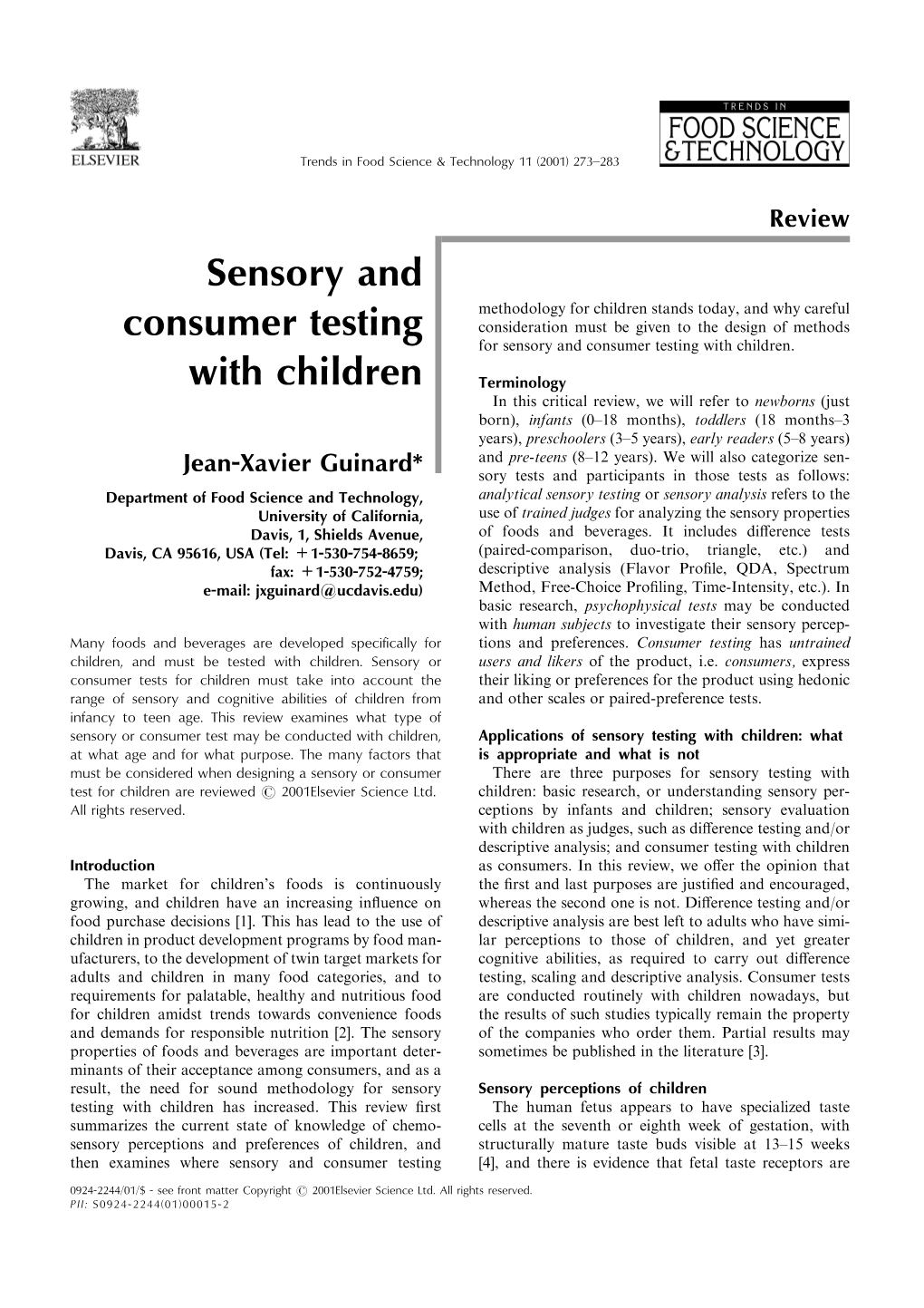 Sensory and Consumer Testing with Children