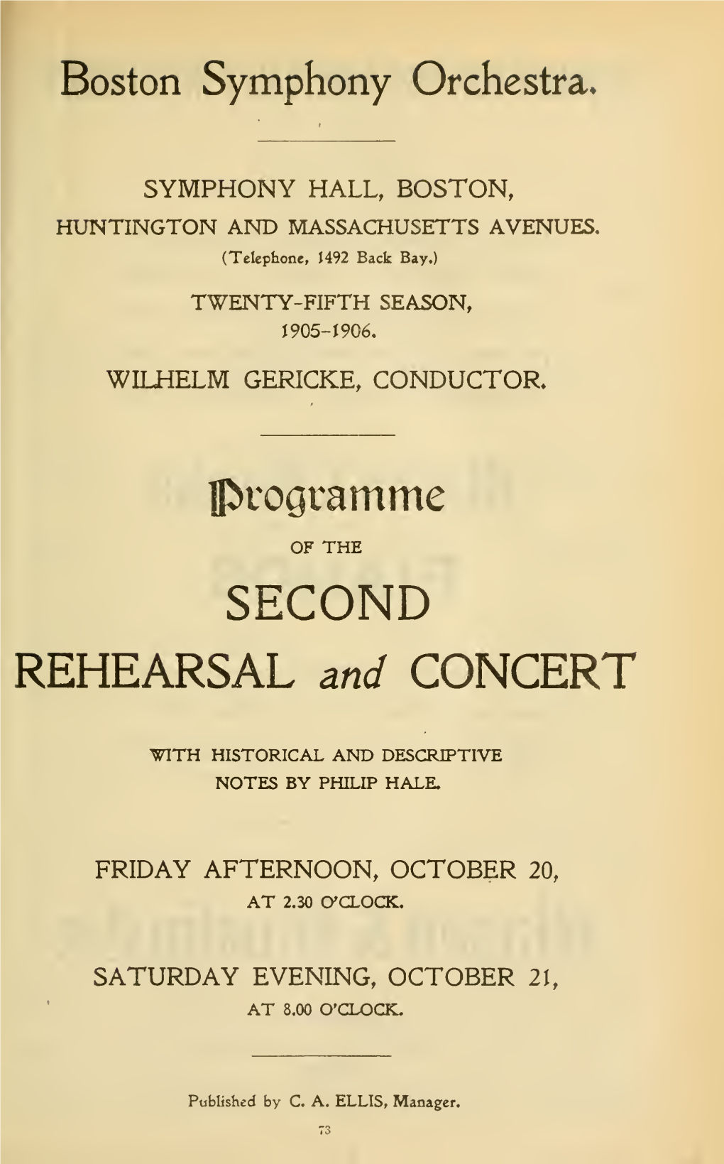 SECOND REHEARSAL and CONCERT