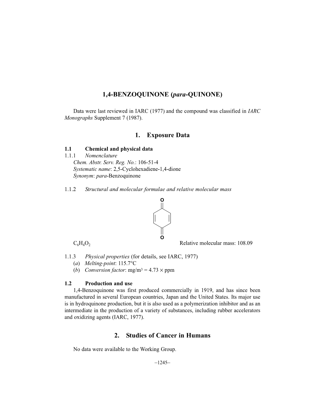 1,4-BENZOQUINONE (Para-QUINONE)