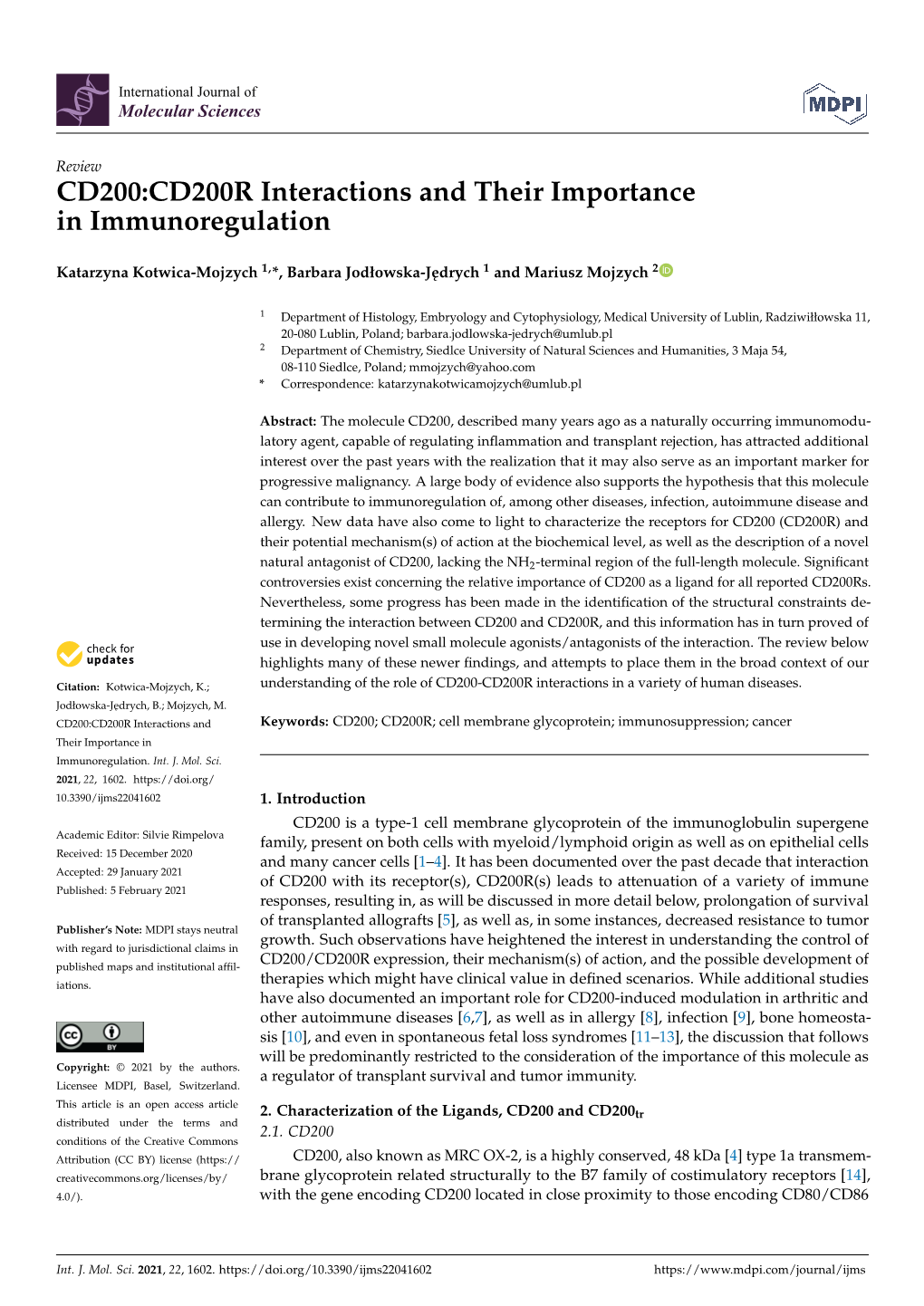 CD200:CD200R Interactions and Their Importance in Immunoregulation