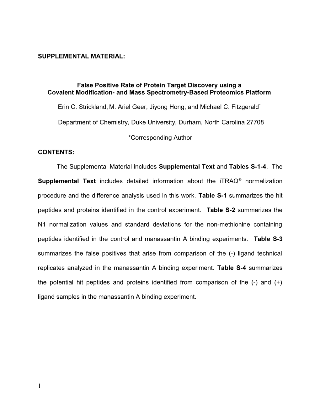 False Positive Rate of Protein Target Discovery Using A