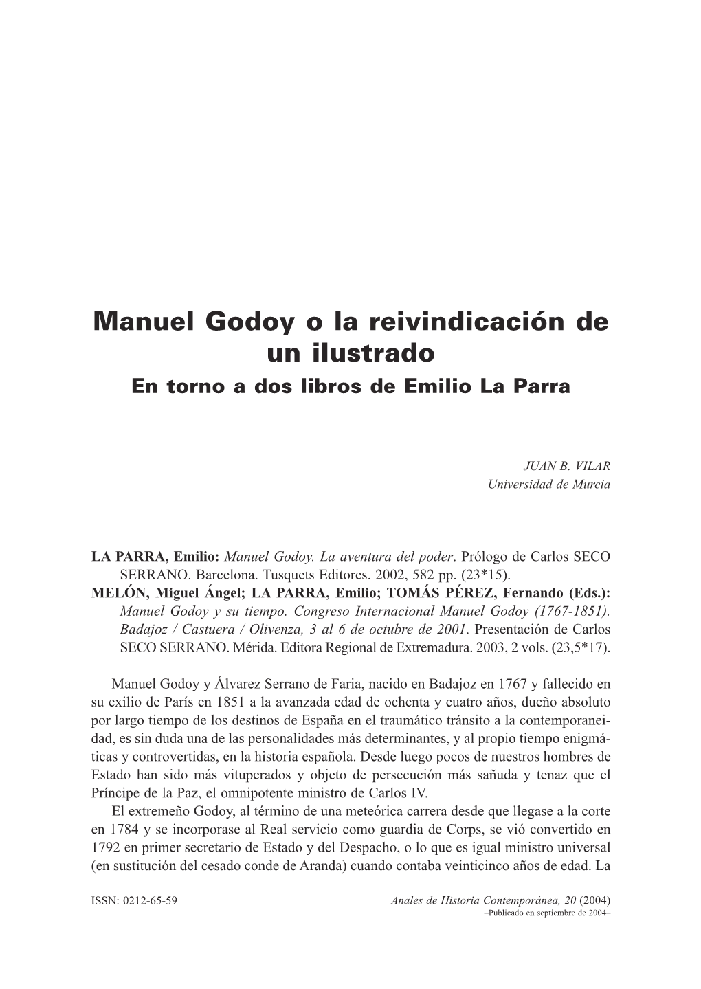 Manuel Godoy O La Reivindicación De Un Ilustrado 489