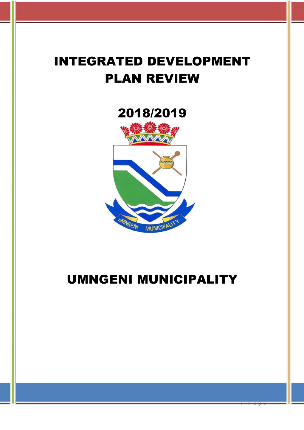 Integrated Development Plan Review 2018/2019 Umngeni
