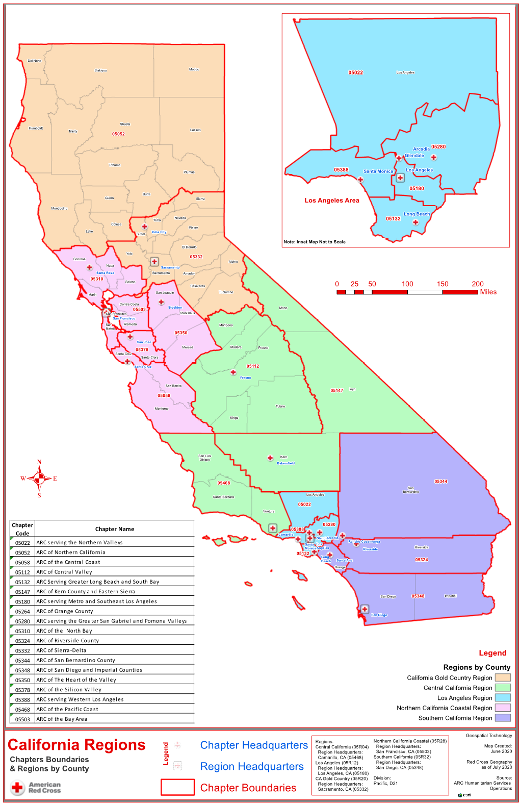 California Regions E Region Headquarters: San Francisco, CA (05503) June 2020 G Camarillo, CA (05468) Southern California (05R32) E