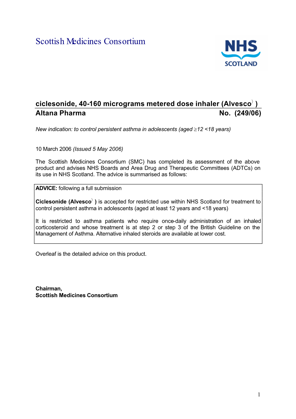 Ciclesonide Alvesco FINAL MARCH 06 Amended 180406 for …