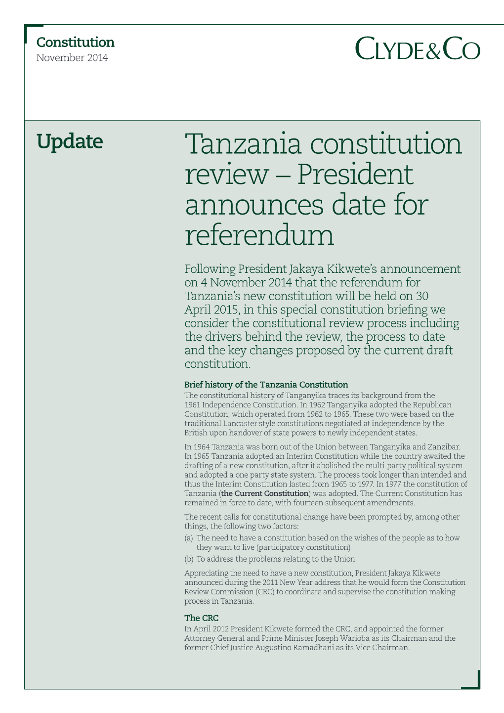 Tanzania Constitution Review – President Announces Date For