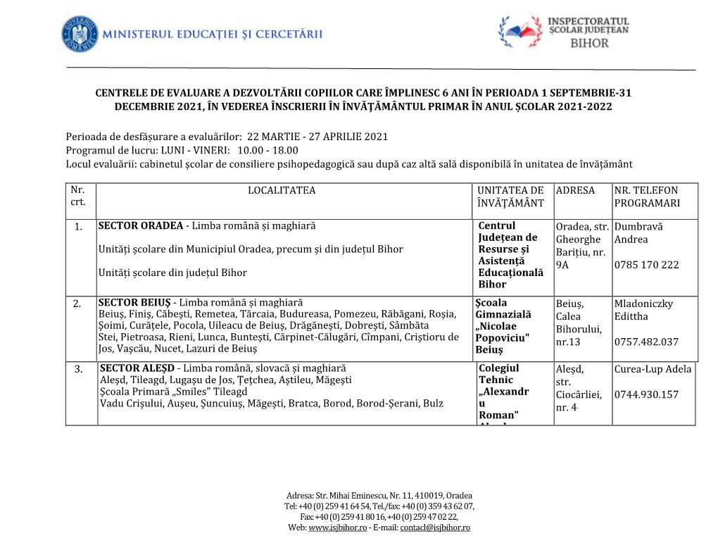 Centrele De Evaluare a Dezvoltării Copiilor Care