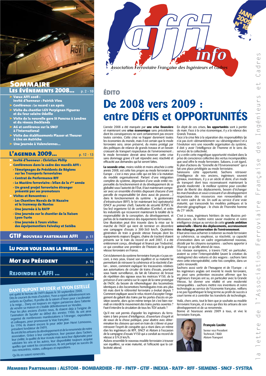 De 2008 Vers 2009 : Entre DÉFIS Et OPPORTUNITÉS