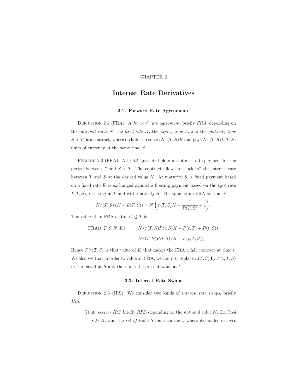 Interest Rate Derivatives