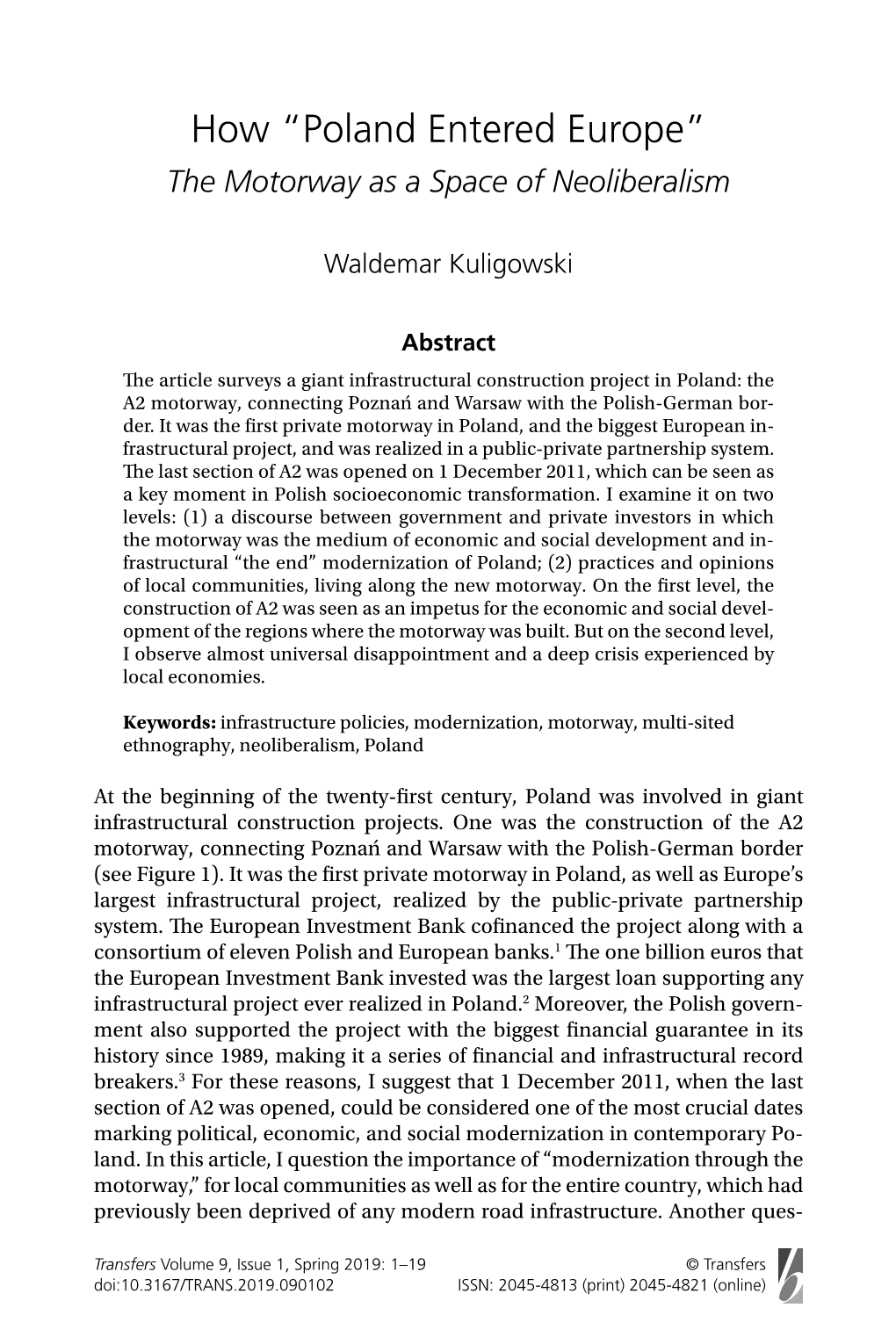 How “Poland Entered Europe” the Motorway As a Space of Neoliberalism