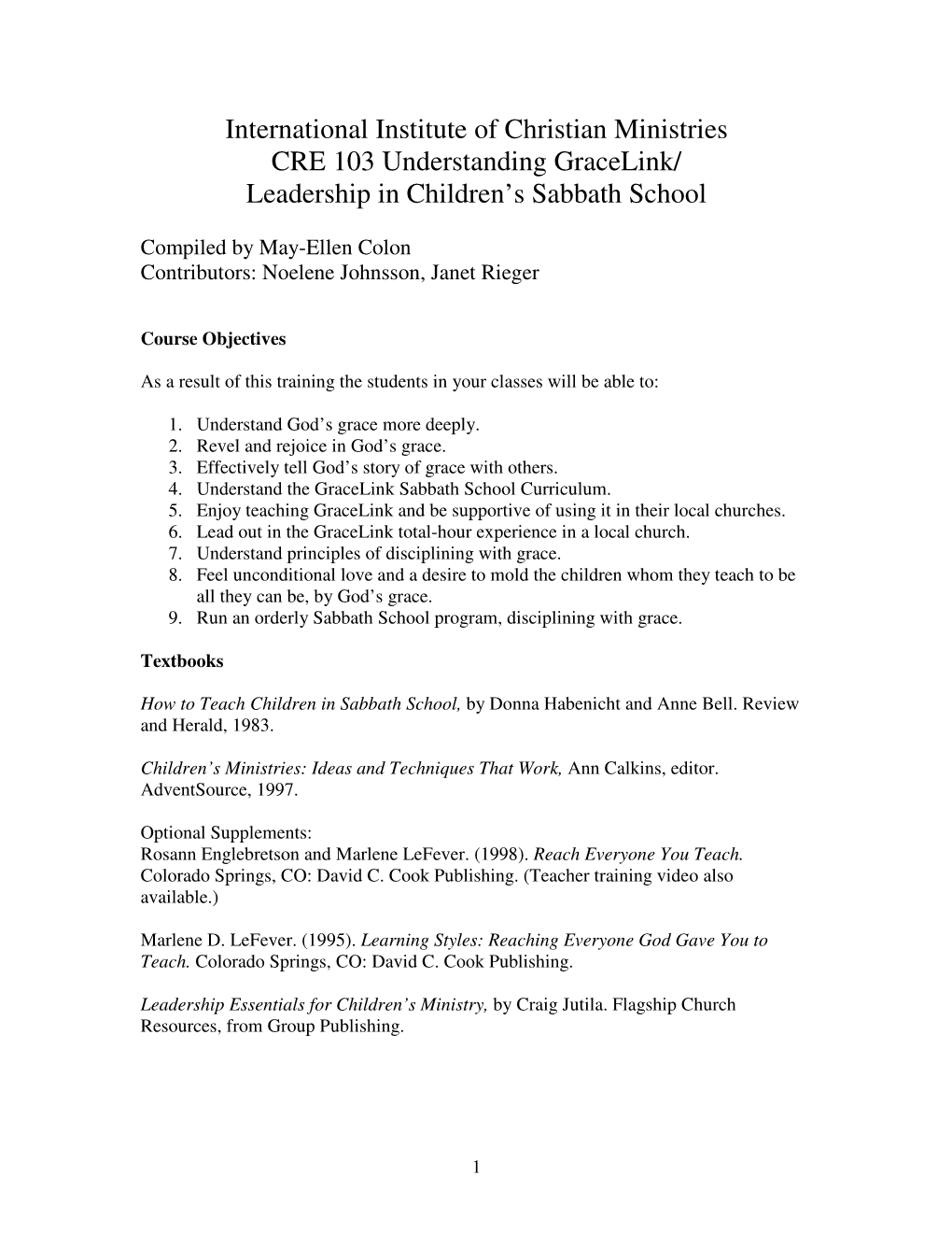 Leadership in Children's Sabbath School