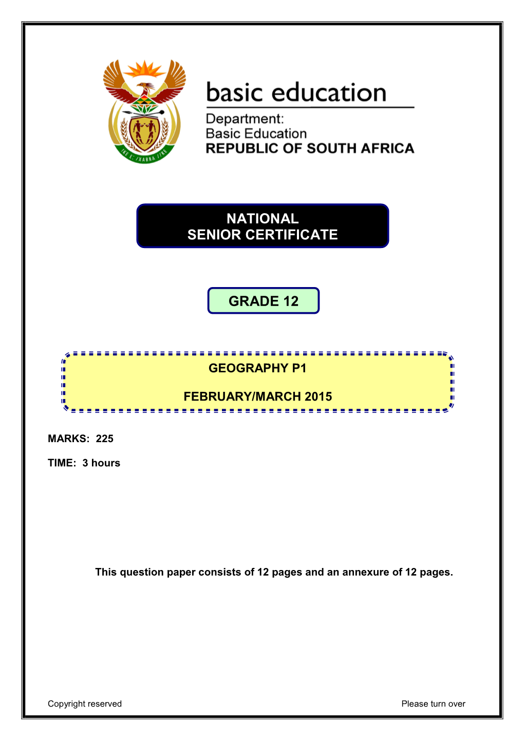 Geography P1 February/March 2015