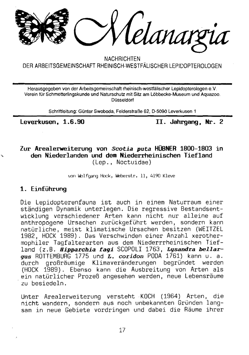 Nachrichten Der Arbeitsgemeinschaft Rheinisch-Westfälischerlepidopterologen