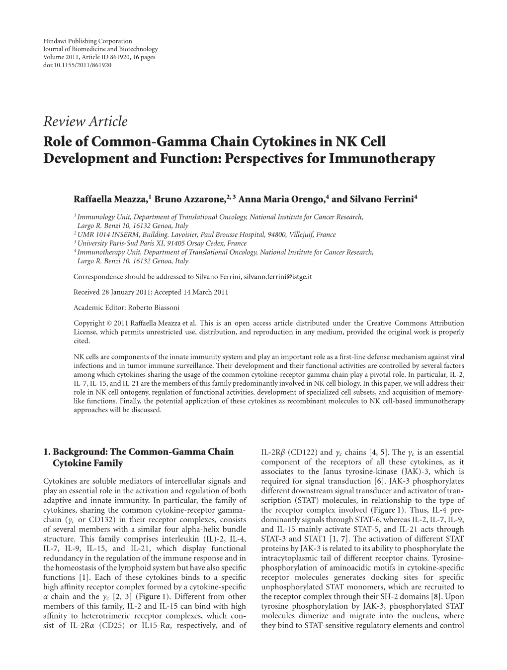 Role of Common-Gamma Chain Cytokines in NK Cell Development and Function: Perspectives for Immunotherapy