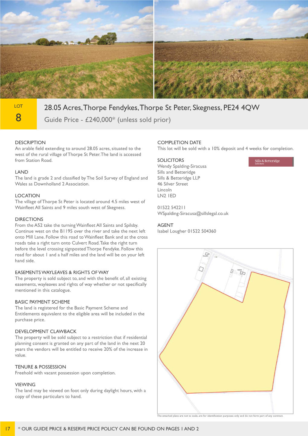 28.05 Acres, Thorpe Fendykes, Thorpe St Peter, Skegness, PE24 4QW 8 Guide Price - £240,000* (Unless Sold Prior)
