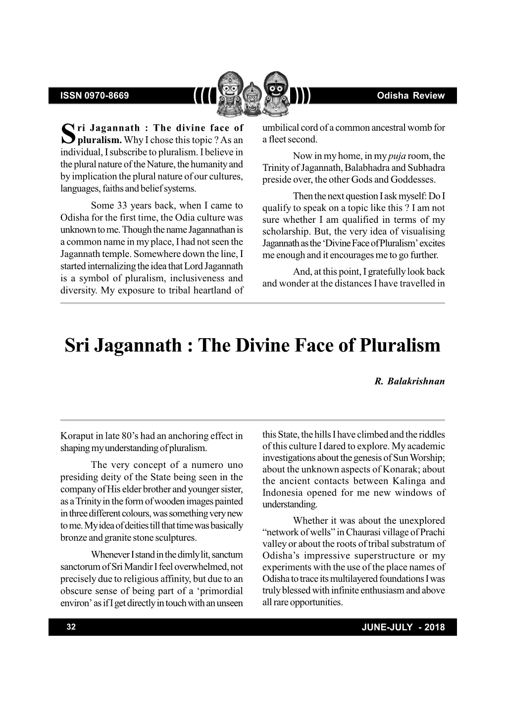 Sri Jagannath : the Divine Face of Pluralism