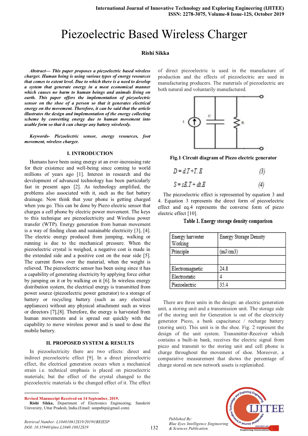 Piezoelectric Based Wireless Charger