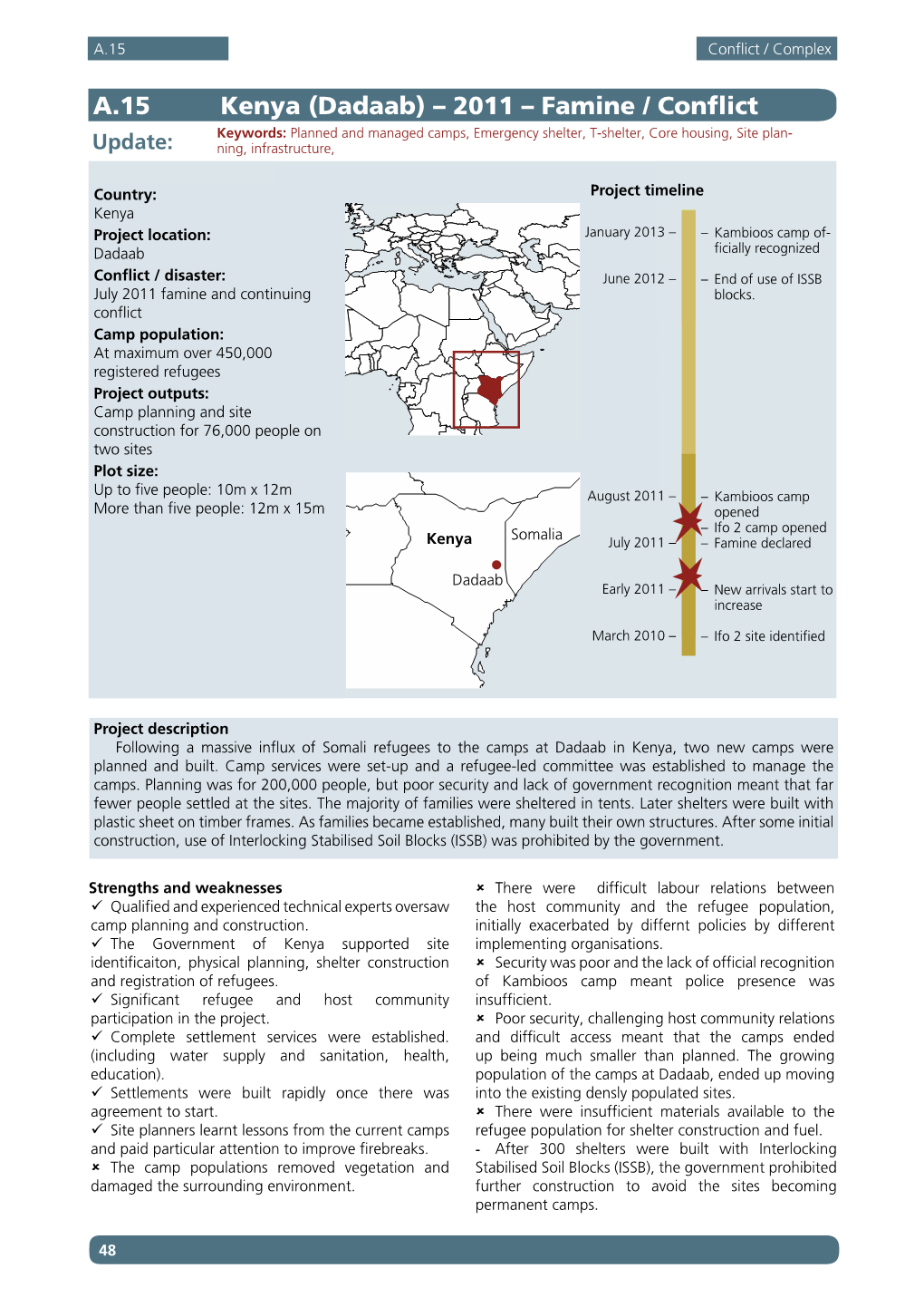 Dadaab) – 2011 – Famine / Conflict Keywords: Planned and Managed Camps, Emergency Shelter, T-Shelter, Core Housing, Site Plan- Update: Ning, Infrastructure