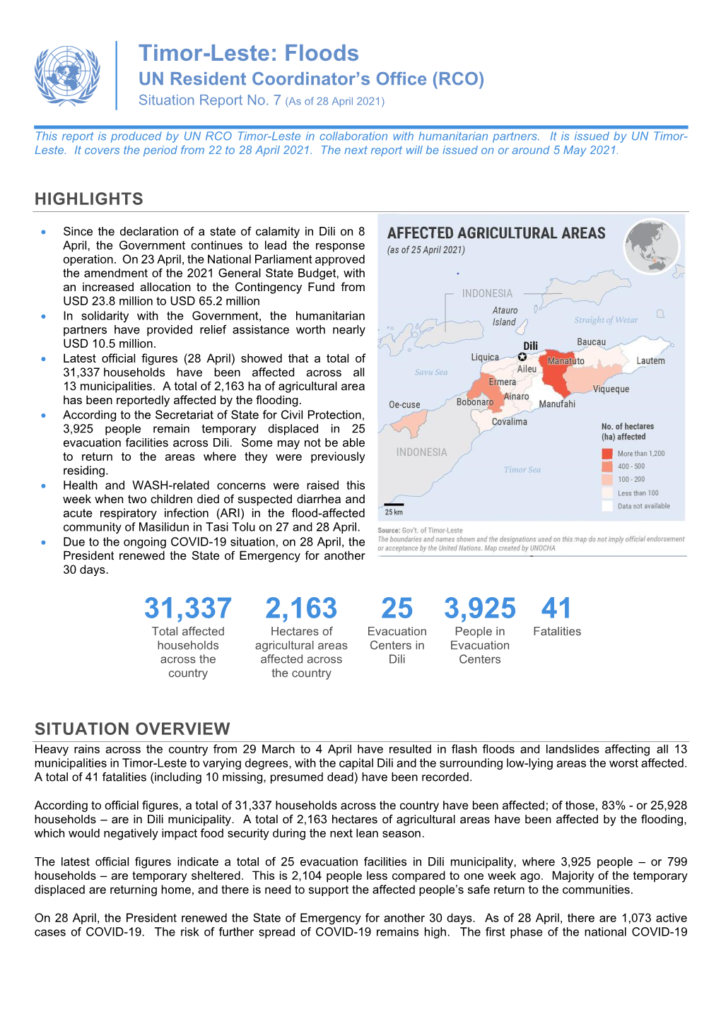Timor-Leste: Floods UN Resident Coordinator’S Office (RCO) Situation Report No